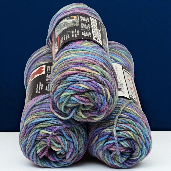 Lot of 3 - Red Heart Super Saver Multi-Color Acrylic Yarn #0310 Monet (5oz each) - Picture 2 of 8